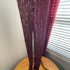 Anthropologie Sheer Lace Leggings - Burgundy